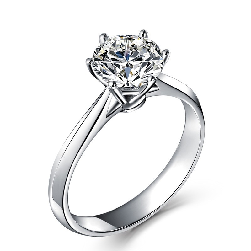 Platinum diamond ring for women proposal engagement classic six claw diamond ring 