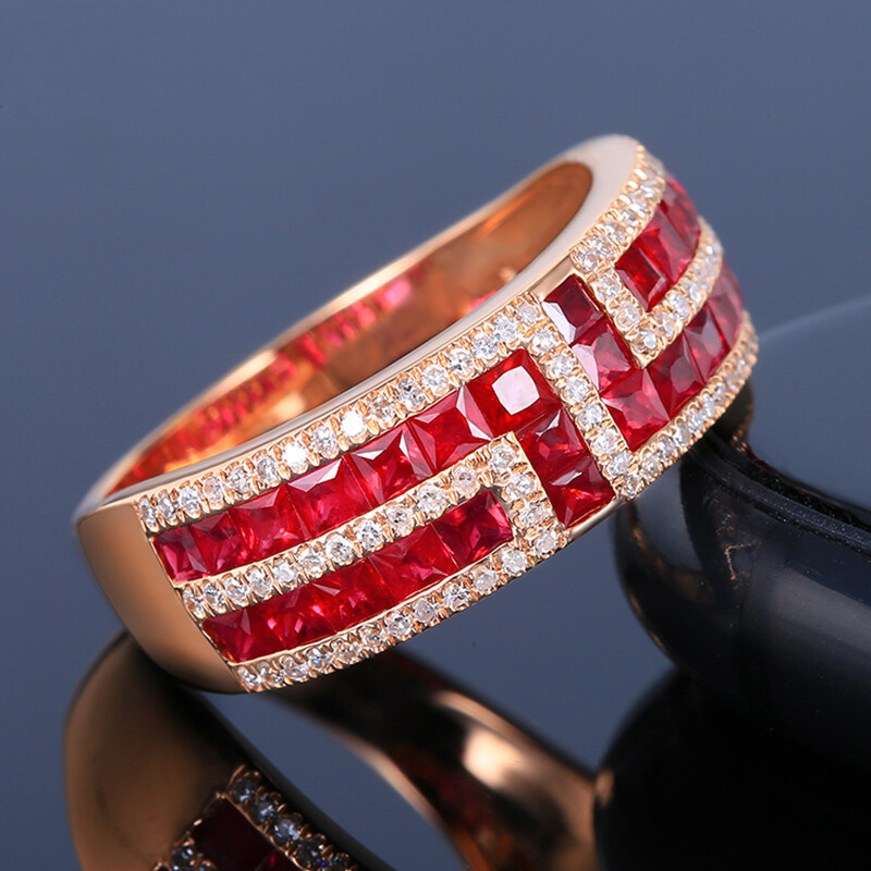Ruby ring women rose gold colorful treasure custom send girlfriend sen