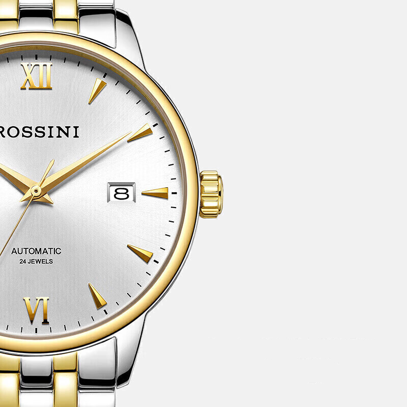 Watches men's automatic mechanical watch white plate steel belt Father's Day gift