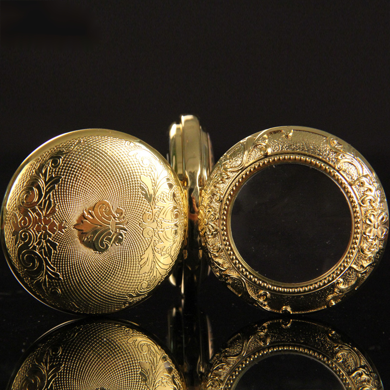 Retro double open flip mechanical pocket watch men can put photos custom engraved gold