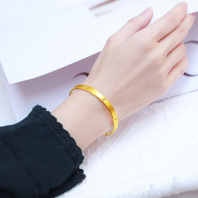 Gold bracelet women's gold 999 drill pattern brushed bracelet fashion 