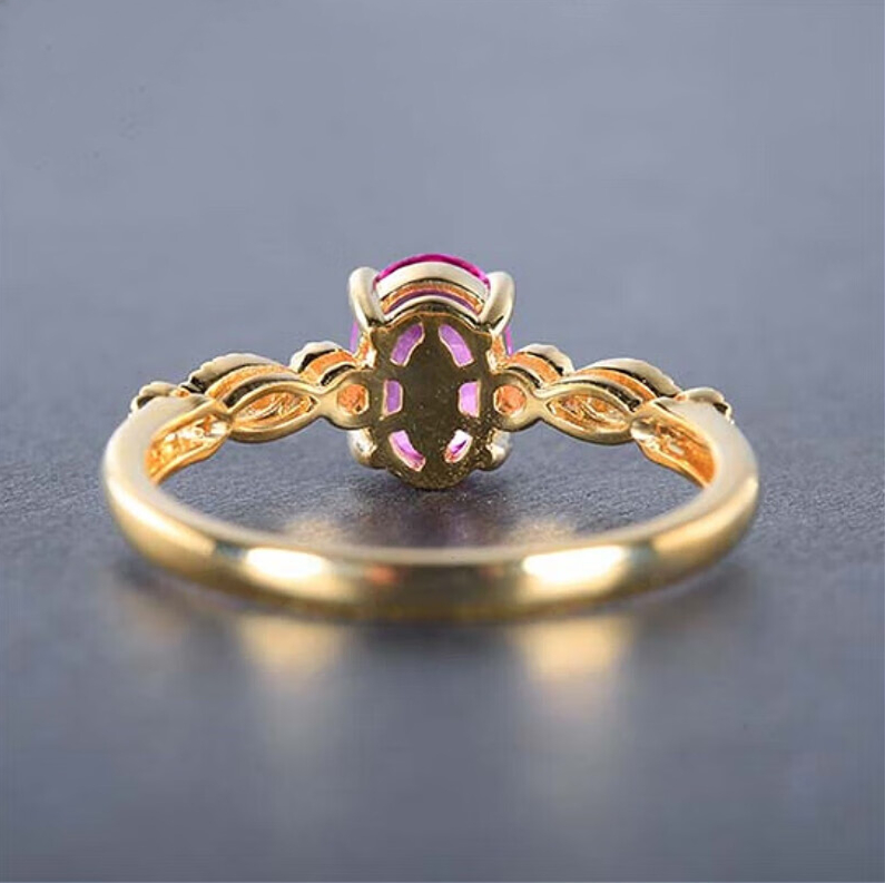 Ring Women Paparacha Sapphire Ring Simple Fashion Design Niche Sense D