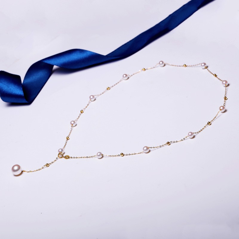 Genesis jewelry 18-carat gold freshwater pearl necklace fashion full s