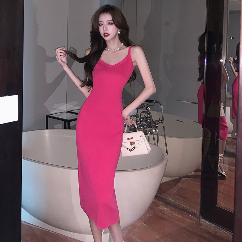 Suspender knitted dress sub 2023 new French style small fragrant wind 