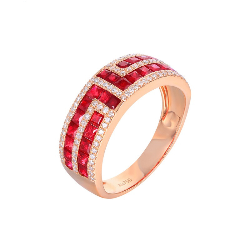 Ruby ring women rose gold colorful treasure custom send girlfriend sen