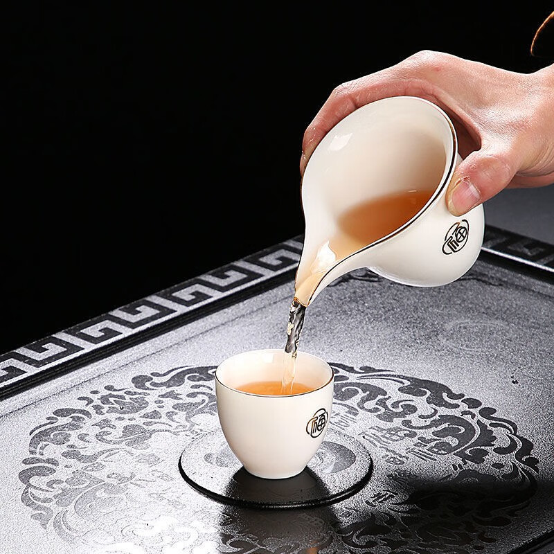  Lamb's Jade Tea Set Chinese Style Father's Day Gift Fu Ru An Kang 17 Piece Set