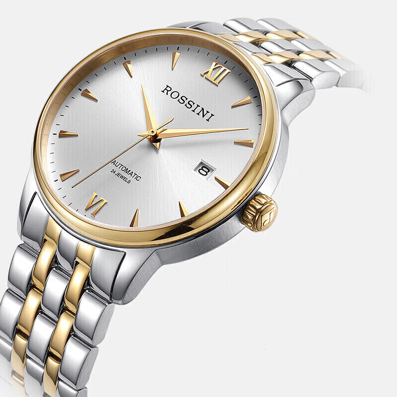 Watches men's automatic mechanical watch white plate steel belt Father's Day gift