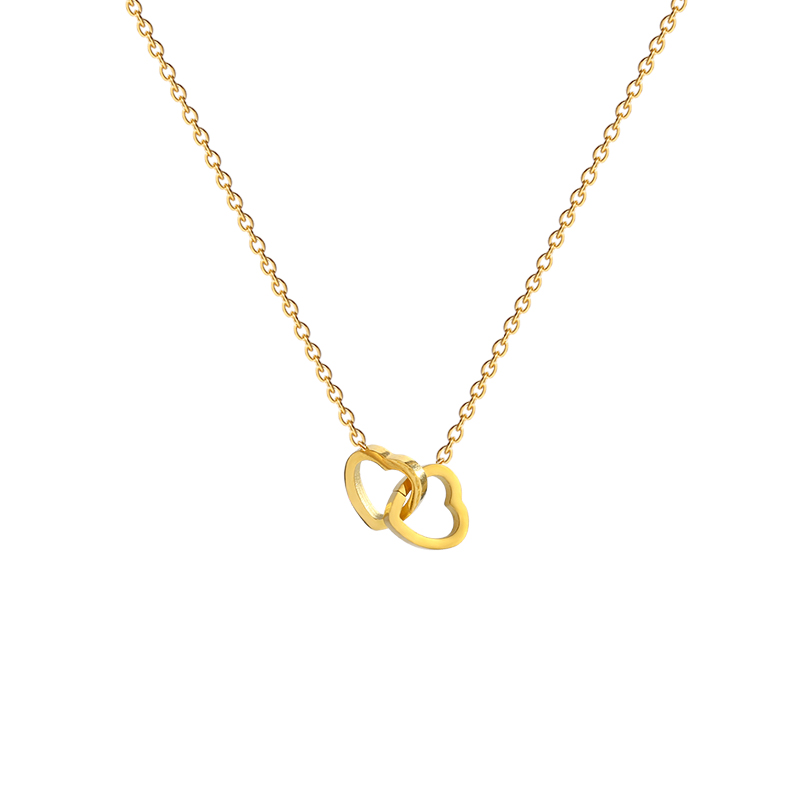 Custom two hearts pendant 24k gold with free engraving