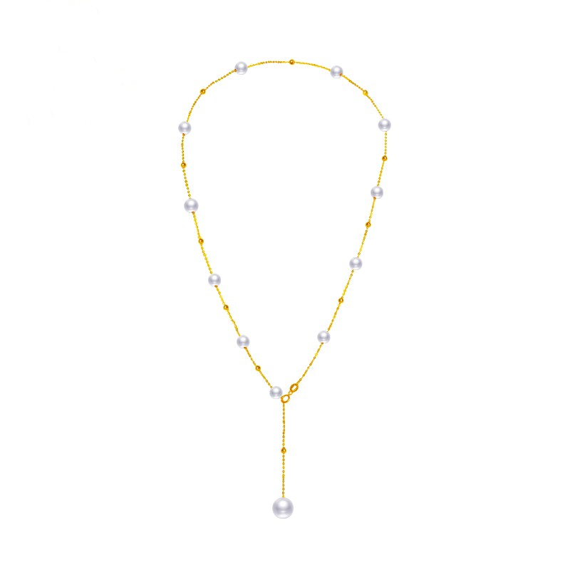 Genesis jewelry 18-carat gold freshwater pearl necklace fashion full s