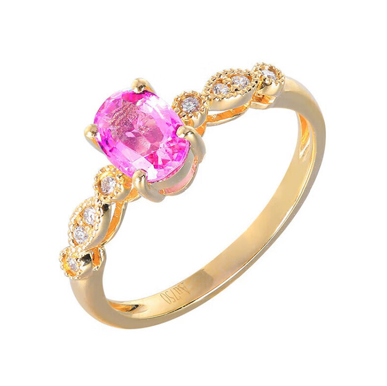 Ring Women Paparacha Sapphire Ring Simple Fashion Design Niche Sense D