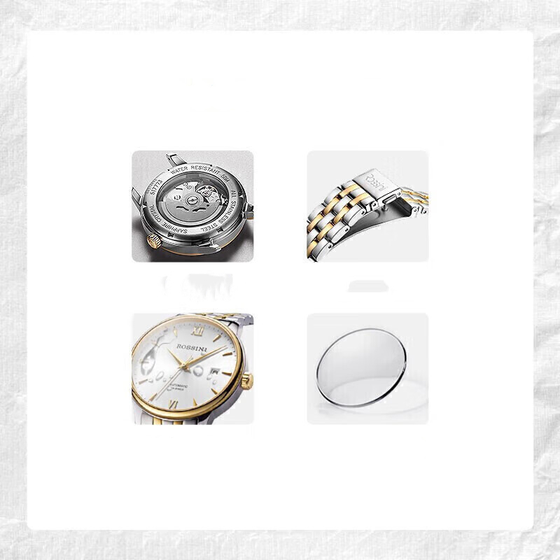 Watches men's automatic mechanical watch white plate steel belt Father's Day gift