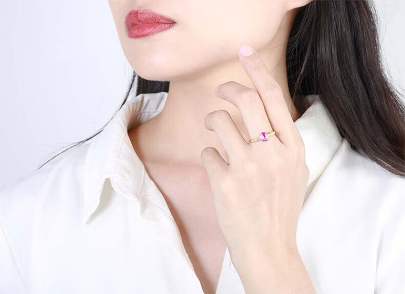 Ring Women Paparacha Sapphire Ring Simple Fashion Design Niche Sense D