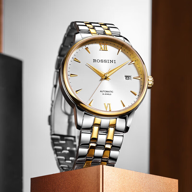 Watches men's automatic mechanical watch white plate steel belt Father's Day gift