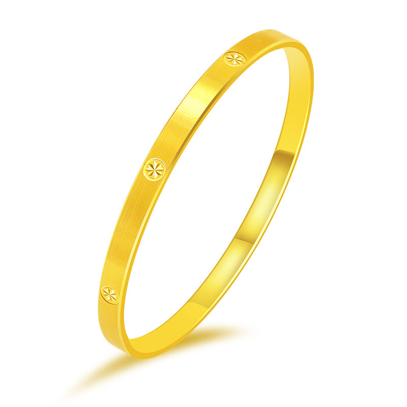 Gold bracelet women's gold 999 drill pattern brushed bracelet fashion 