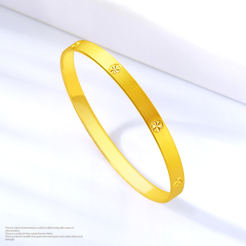 Gold bracelet women's gold 999 drill pattern brushed bracelet fashion 