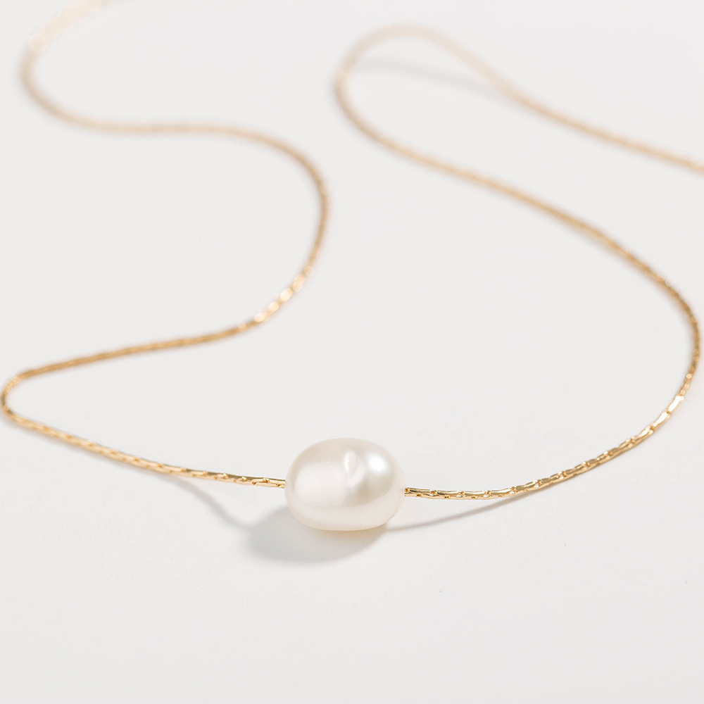 Summer simple vintage natural pearl double layered necklace 