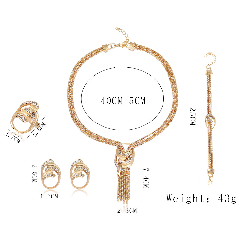 Natural fashion necklace earrings four-piece wedding with jewelry