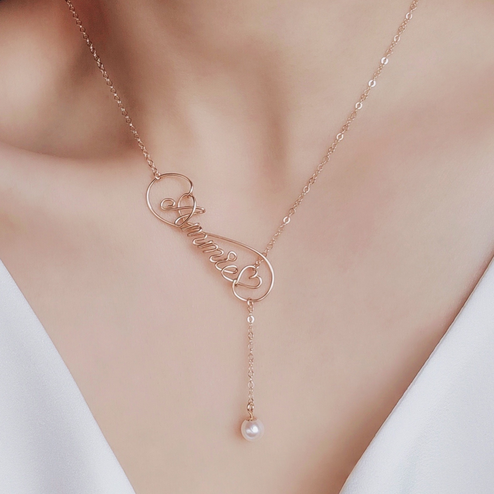 Pearl necklace custom name Original design 