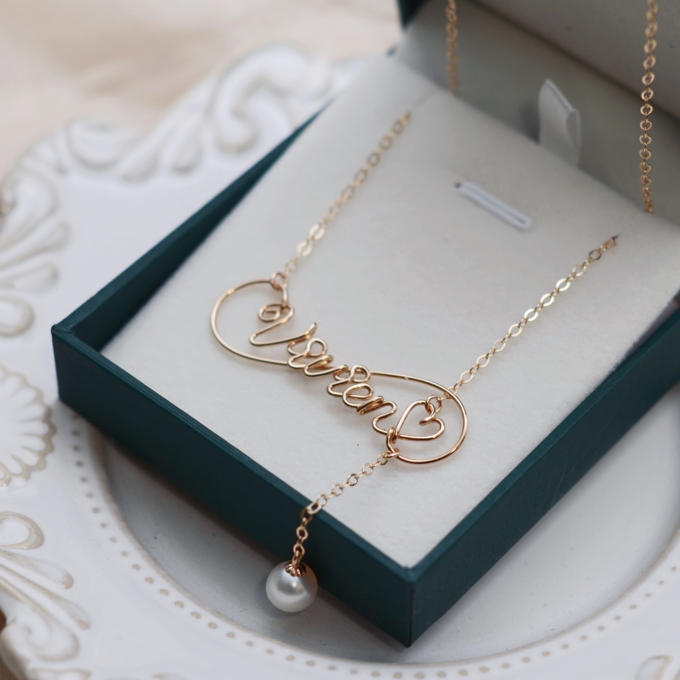 Pearl necklace custom name Original design 