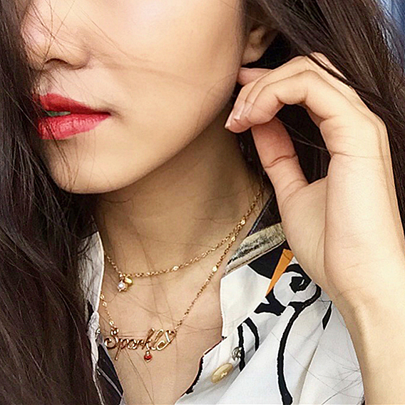 Customized name necklace English letters 24K gold covered ins style design gift