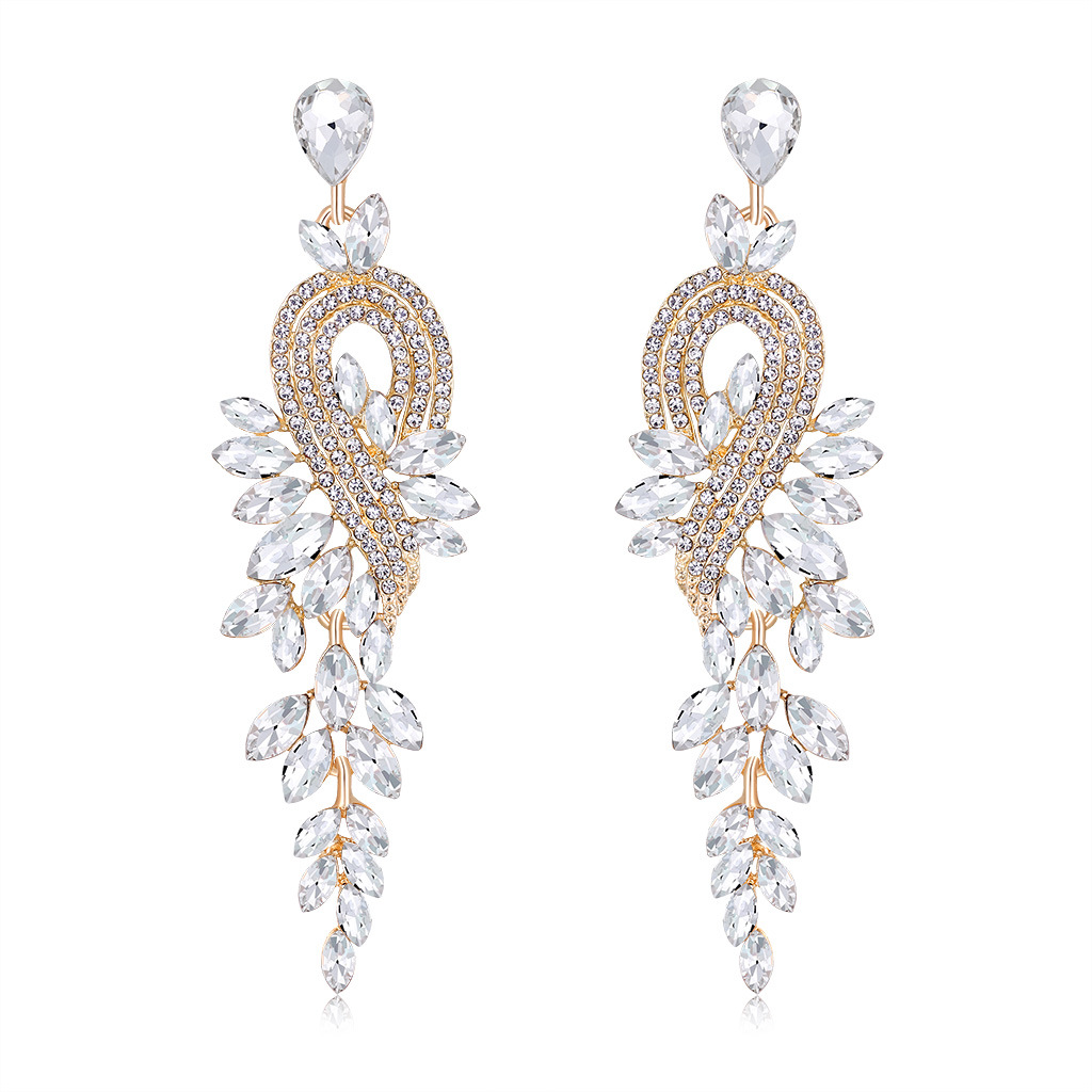 Vintage new fashion geometric tassel crystal earrings