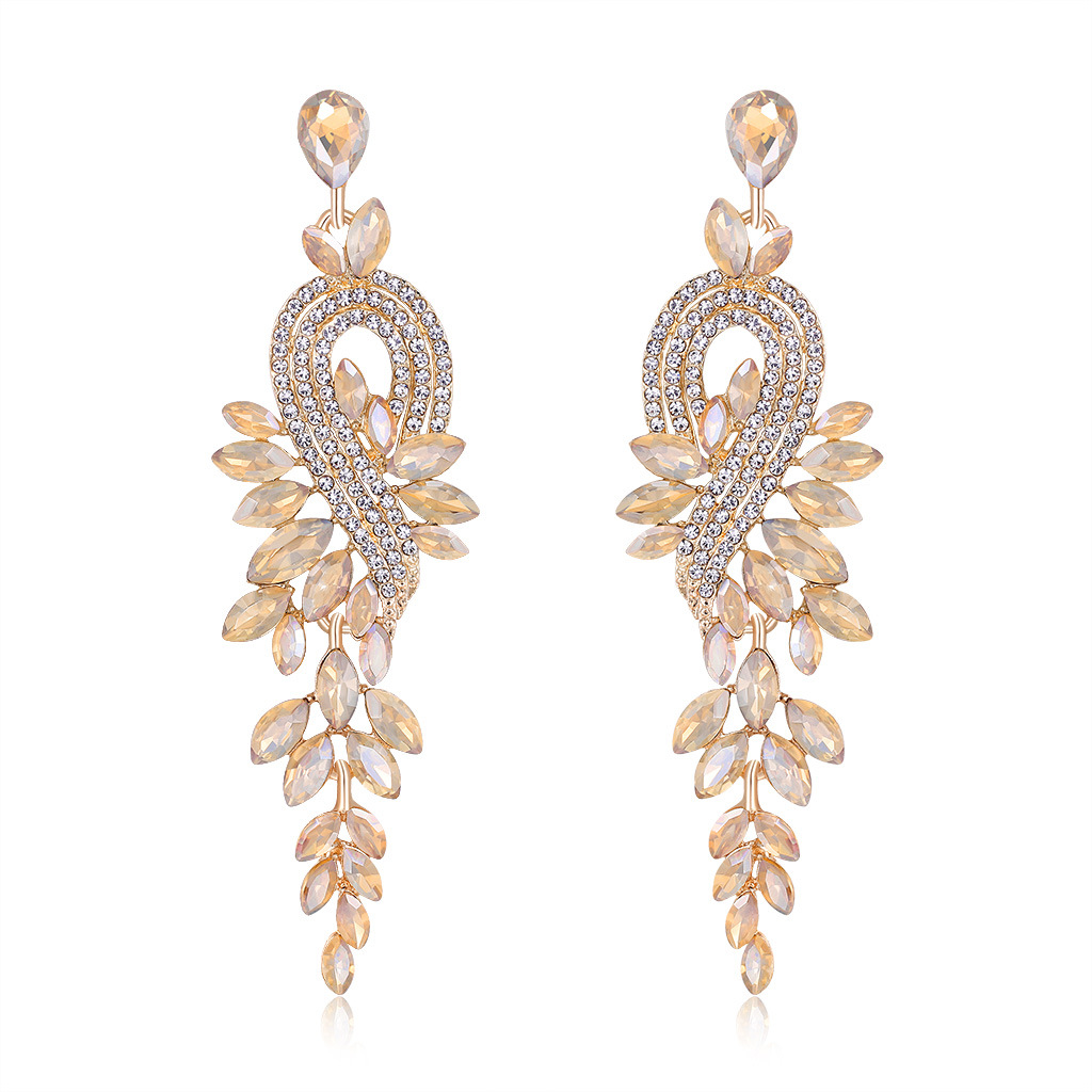 Vintage new fashion geometric tassel crystal earrings