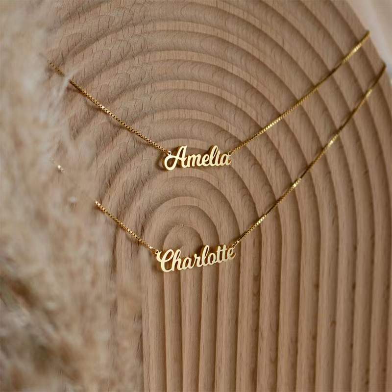 Customized jewelry Double-layered stacked couple name memorial necklace