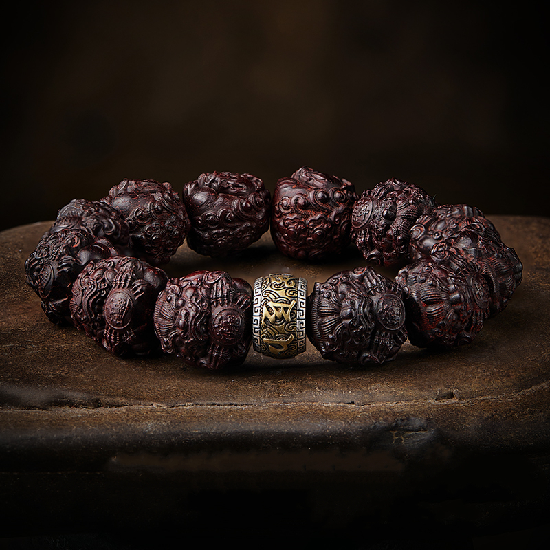 Small leaf rosewood string brave large hand-held Buddhist beads antique bracelets literati sandalwood handle