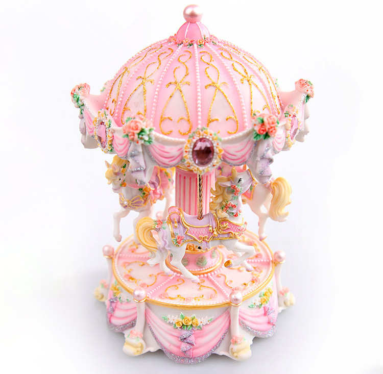 Carousel Trumpet Rose Boutique Music Box