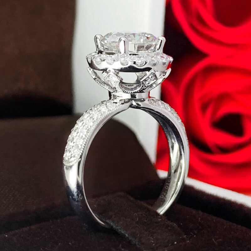 Ring female proposal diamond ring wedding ring 18k gold setting