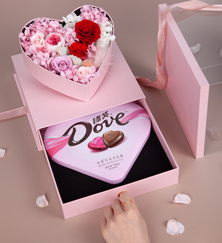 Forever Flowers Chocolate Heart 150g Customized Gift Box