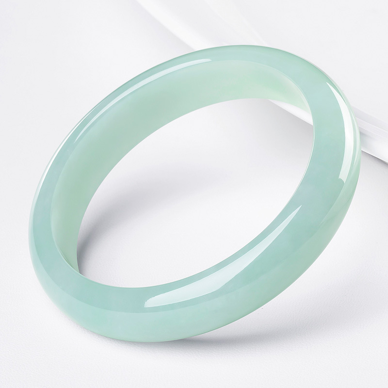 Myanmar old pit jadeite bracelet ice glutinous monochrome jade transparent watery jade bracelet