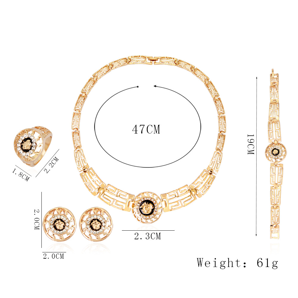 Classic lion head bracelet ring necklace set of four sets of wedding with jewelry