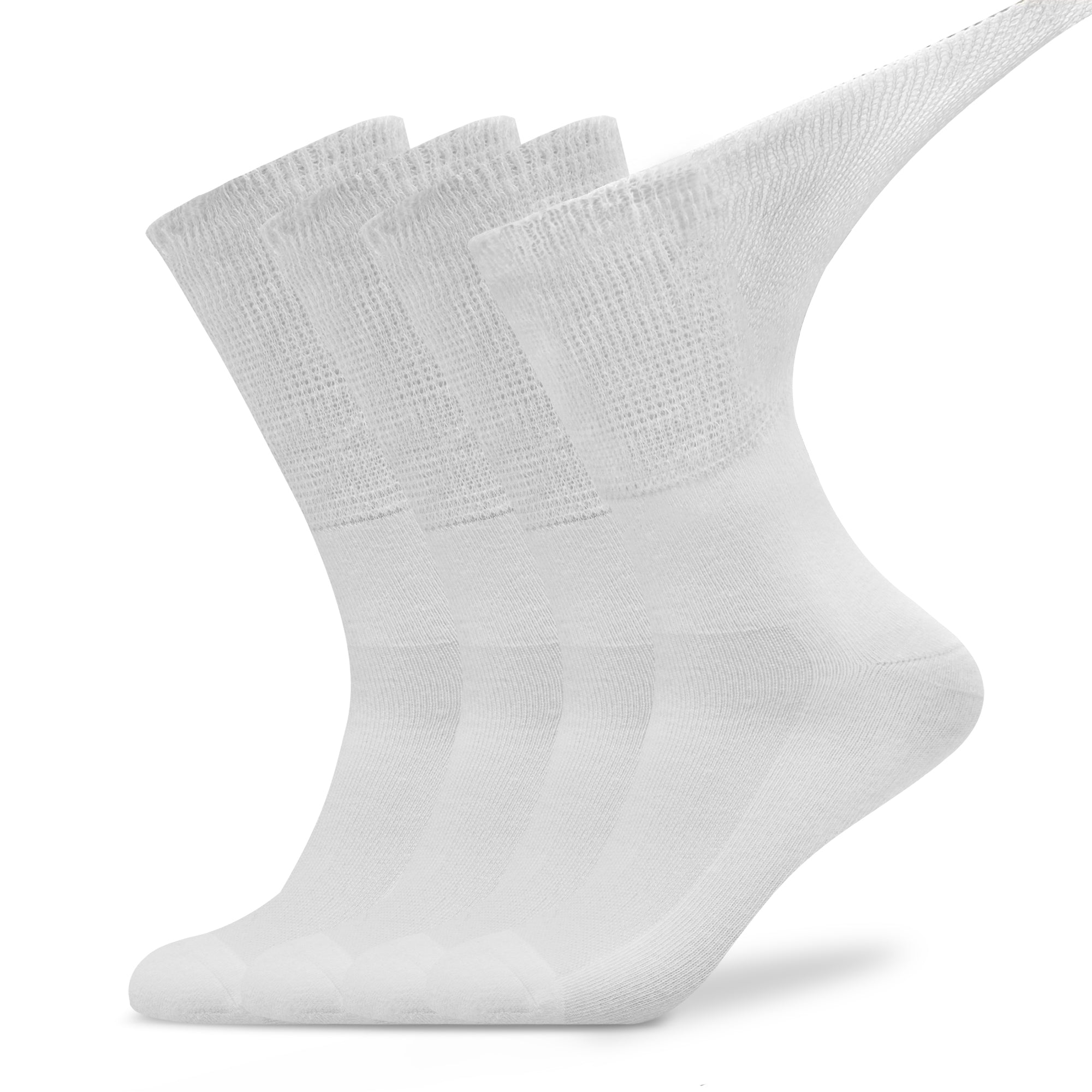 Socks Daze 4 Pack Non-Binding Top Diabetic Socks for Men Women, Thin Soft Crew Mid Calf Socks with Seamless Toe-Socks Daze
