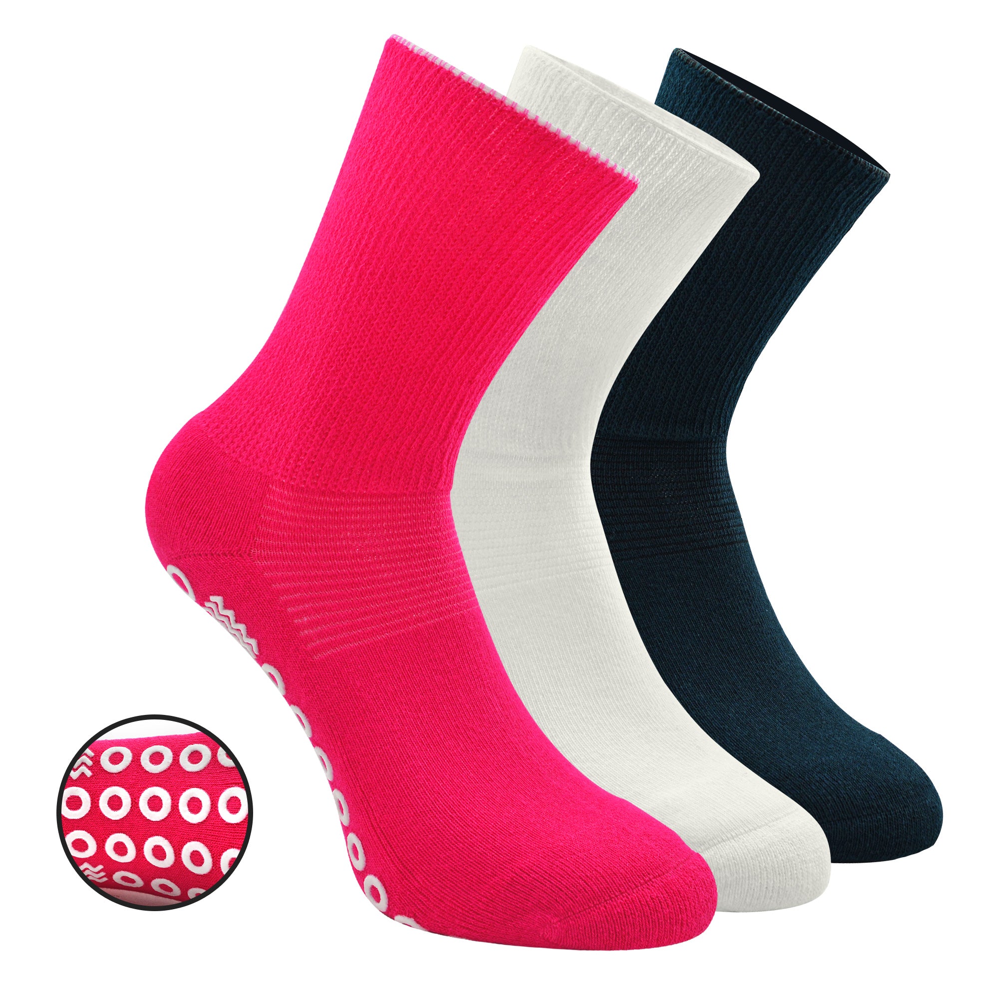 Socks Daze Non-Skid Diabetic Socks for Men Women, Non-Binding Moisture Wicking Cushioned Non Slip Crew Grip Socks-Socks Daze