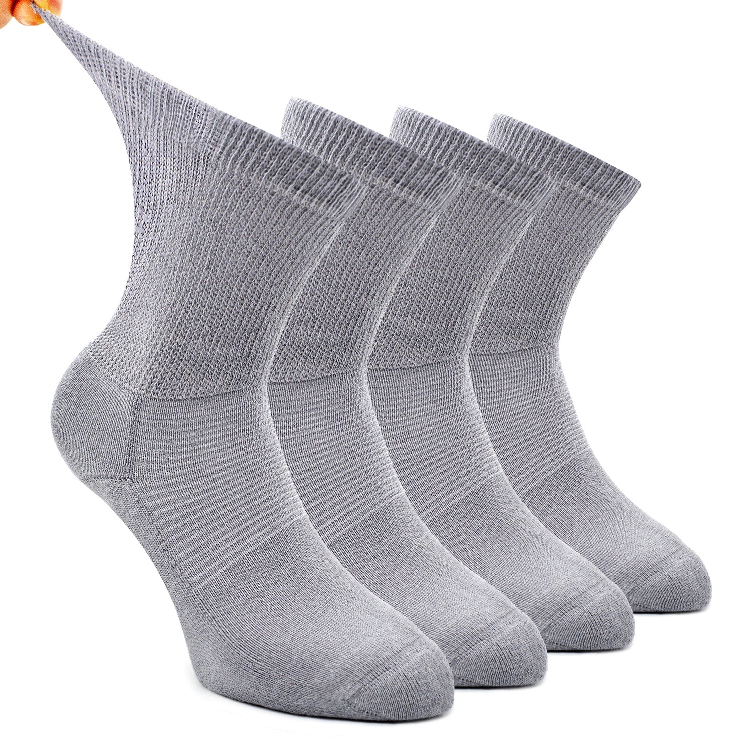 Socks Daze 4 Pack Non-binding Diabetic Socks for Men Women, Loose Top Crew Cotton Thick Cushion Socks-Socks Daze