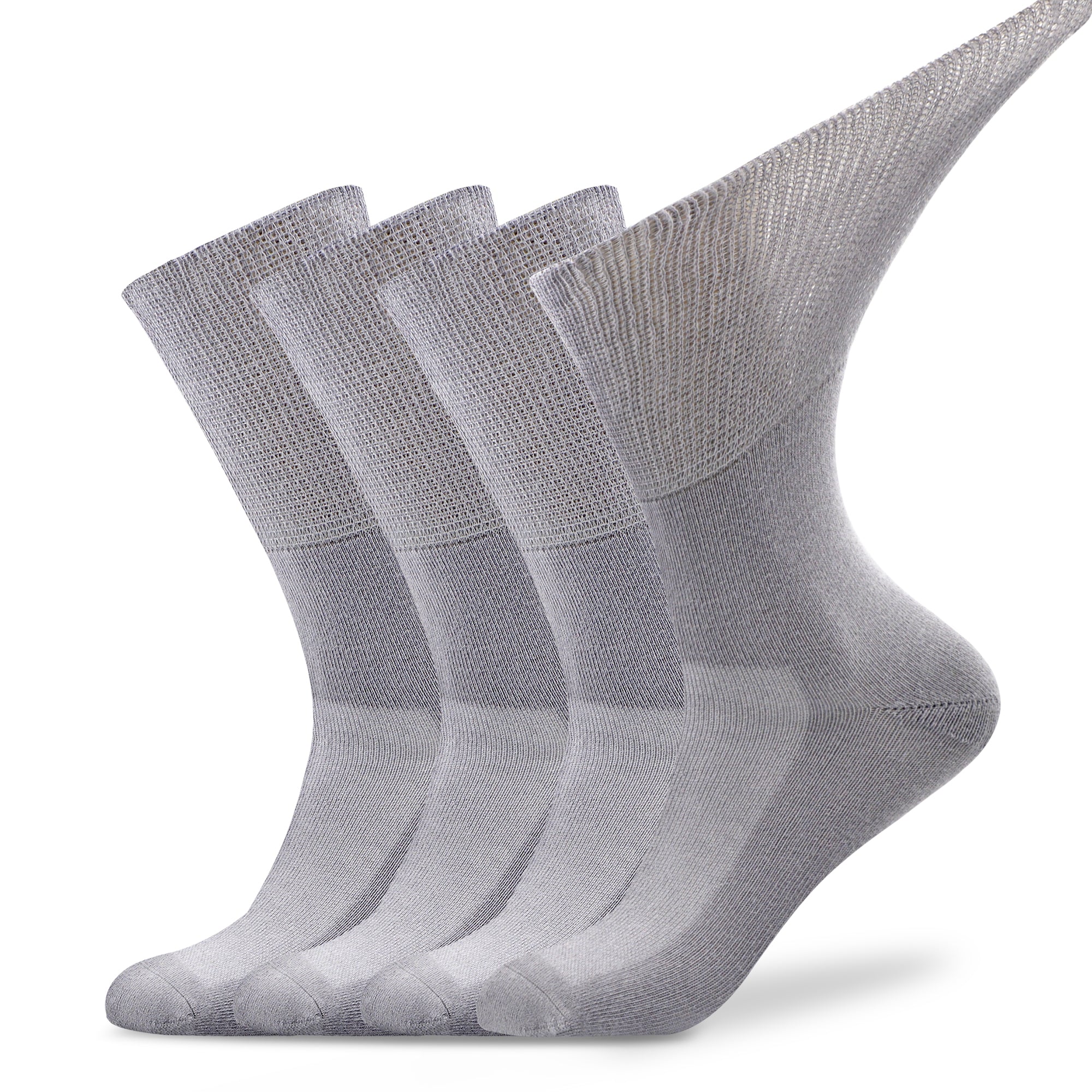 Socks Daze 4 Pack Non-Binding Top Diabetic Socks for Men Women, Thin Soft Crew Mid Calf Socks with Seamless Toe-Socks Daze