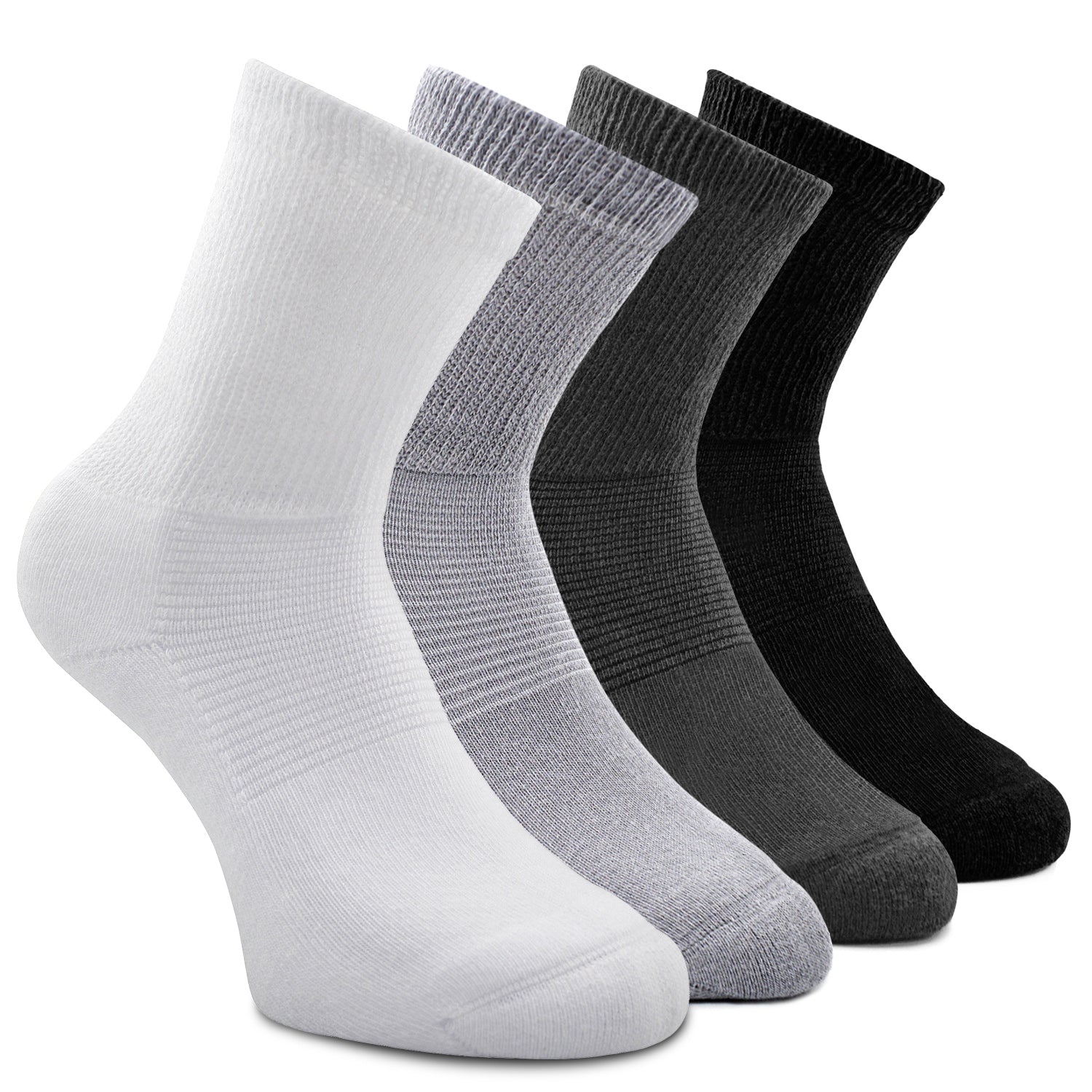 Socks Daze 4 Pack Non-binding Diabetic Socks for Men Women, Loose Top Crew Cotton Thick Cushion Socks-Socks Daze