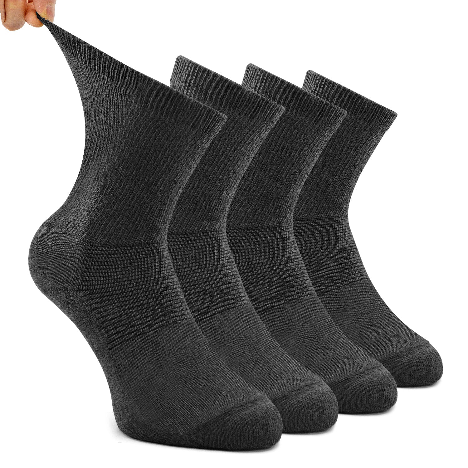 Socks Daze 4 Pack Non-binding Diabetic Socks for Men Women, Loose Top Crew Cotton Thick Cushion Socks-Socks Daze