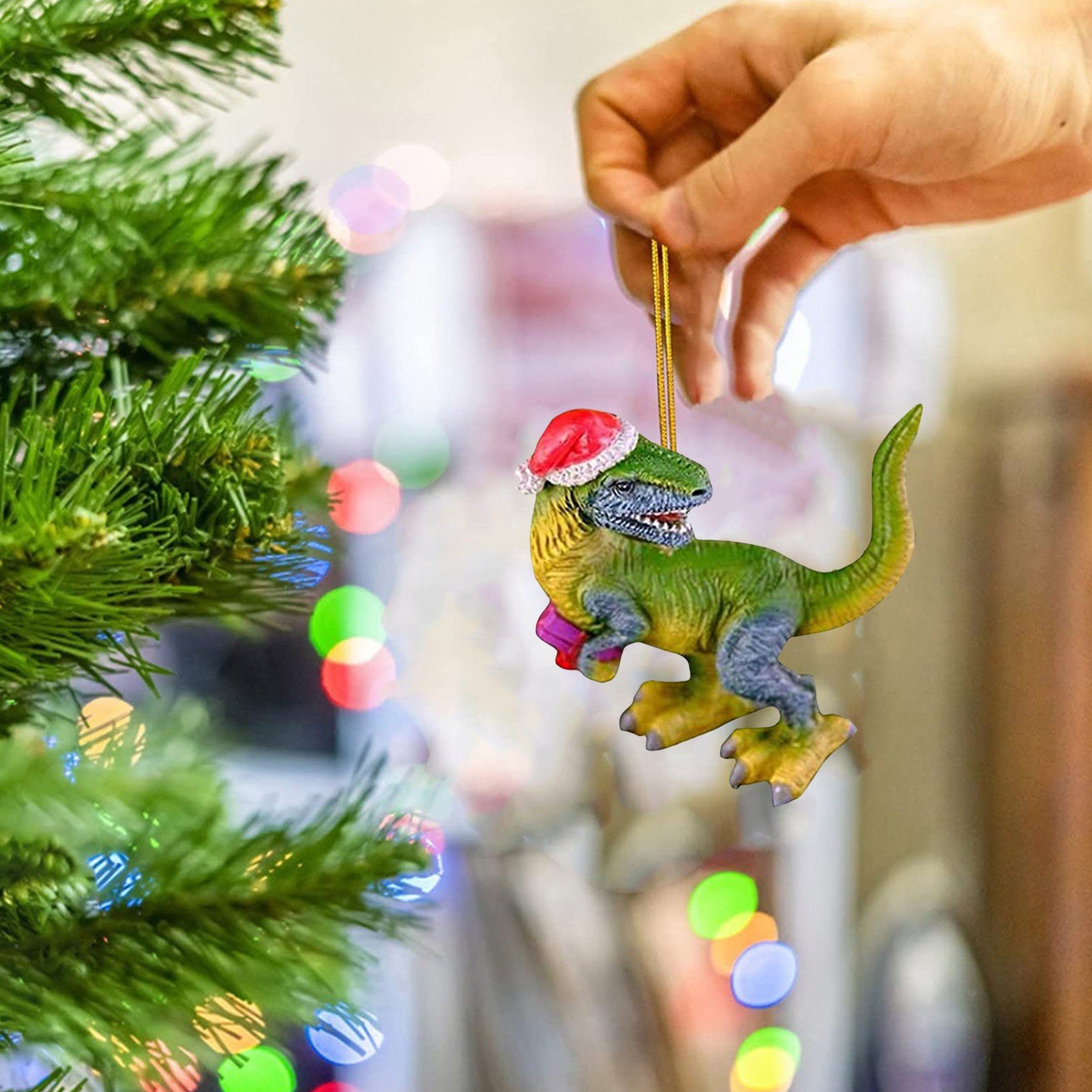 2022 Christmas Dinosaur Flat Pendants Acrylic Xmas Tree Ornaments 