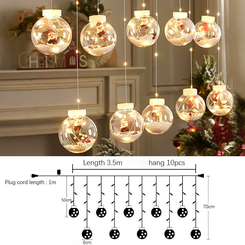 DIY Christmas Ball Santa LED Curtain Light String Christmas Tree Decoration for Home New Year Gifts Navidad Natal Noel Ornament