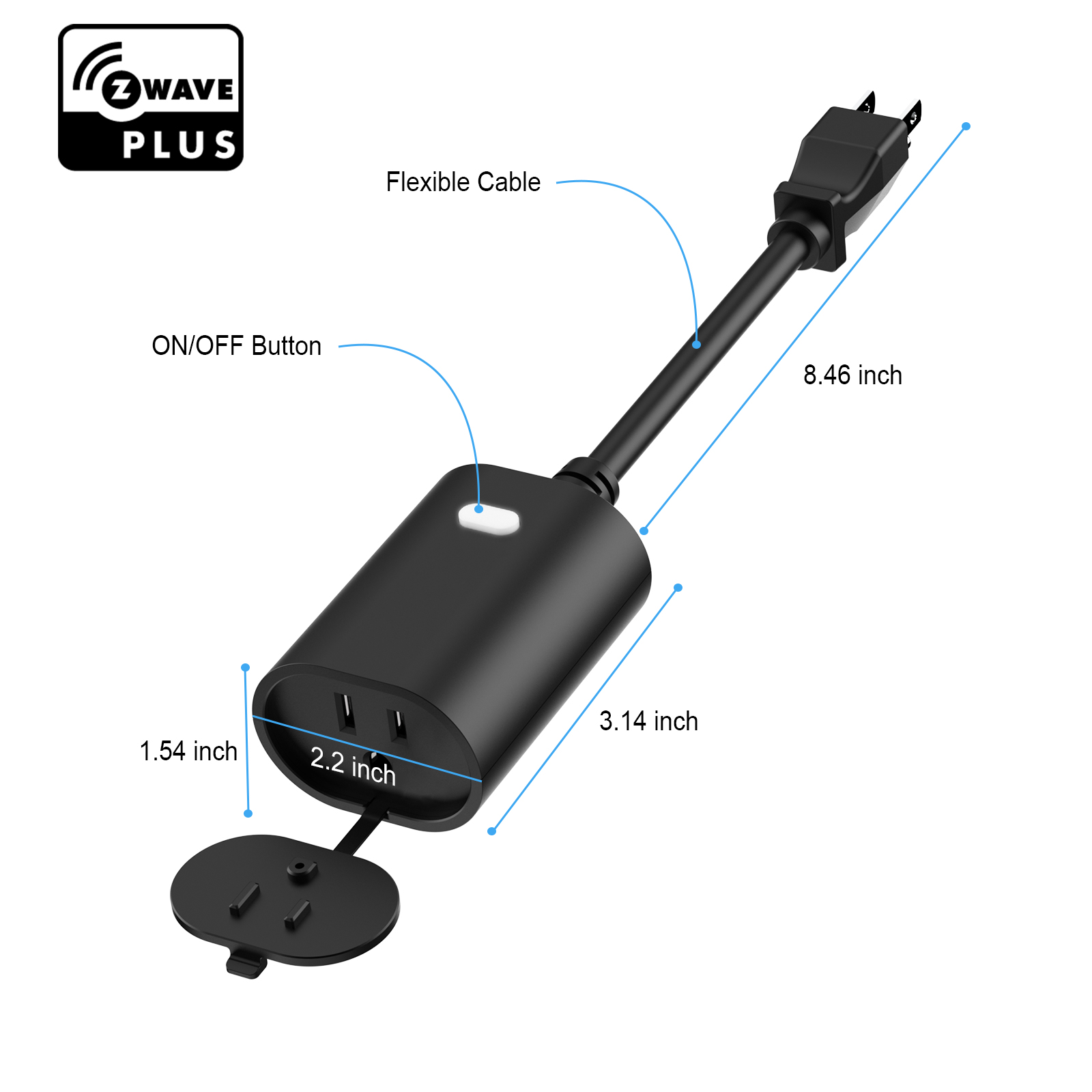 New One Z-Wave Outdoor Smart Plug, Smart Dimmer Plug, ZWave Hub Required, Built-in Repeater, Works with Google Assistant and Alexa, Max Power 400W, IP65 Waterproof