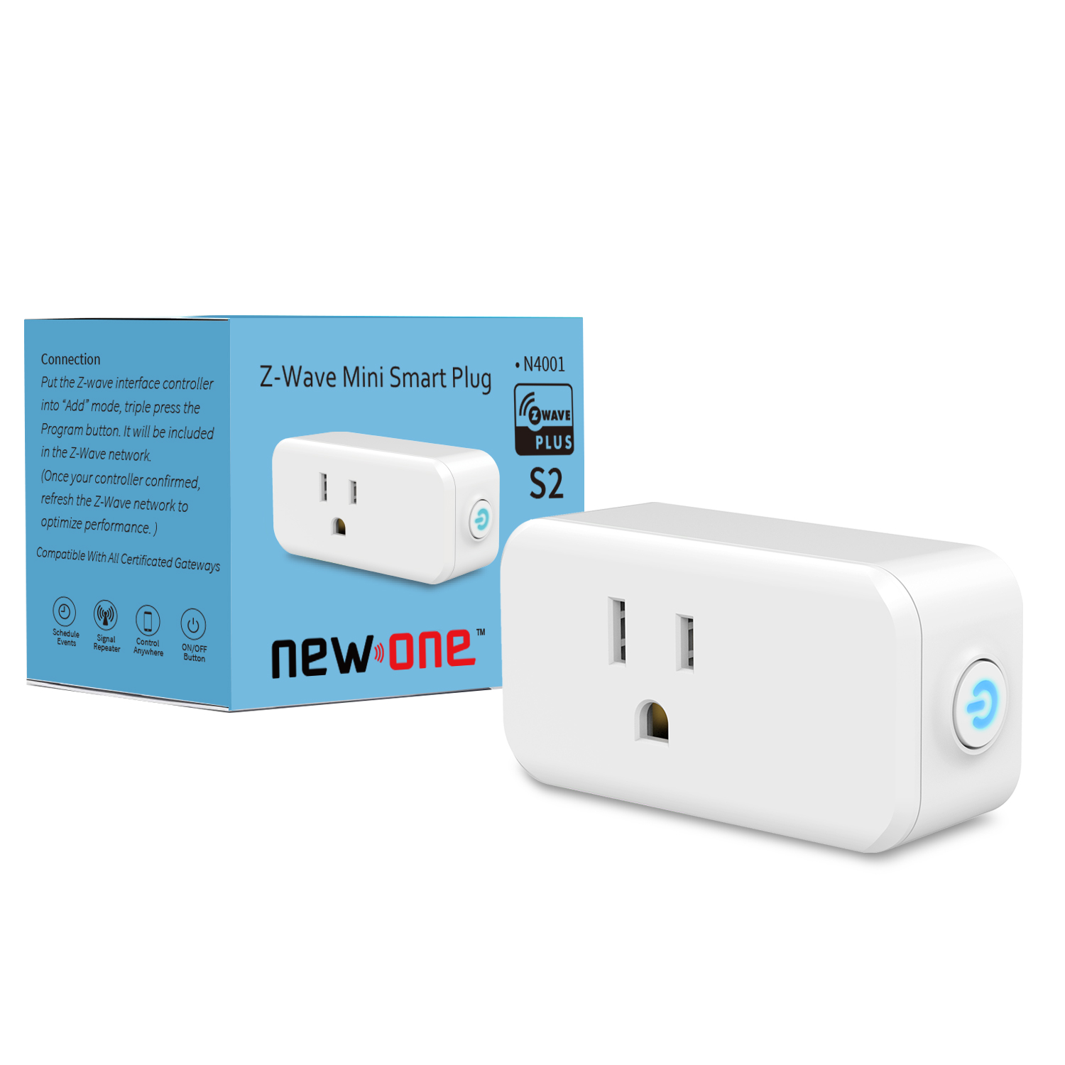 NewOne Z-Wave Plug, 500 Series Smart Plug, Compatible with SmartThings