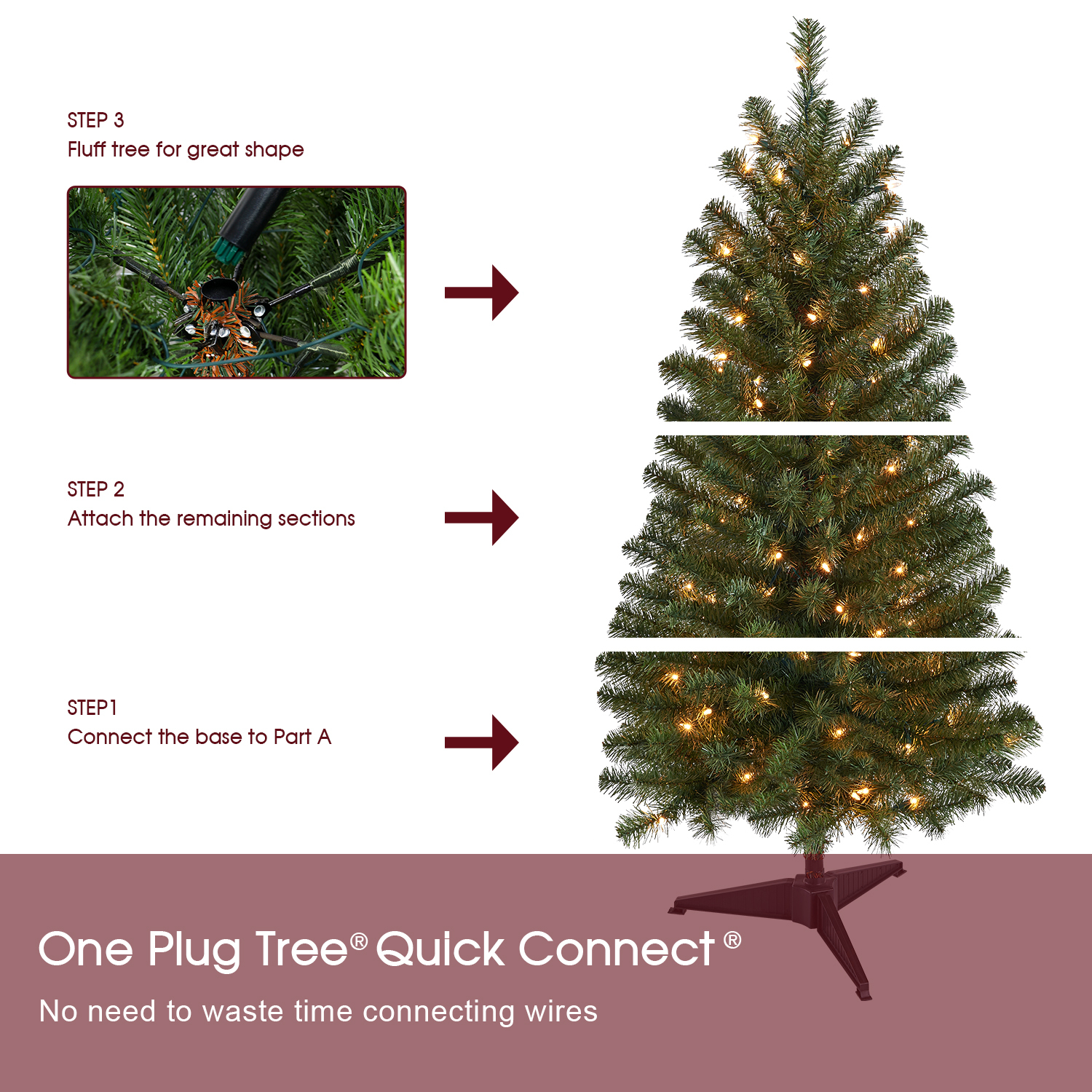 New One 4 Feet Christmas Tree with 100L Incandescent Clear Lights,Artificial Everett Pine Christmas Tree Pre-lit, 207Tips, Girth 27", Plastic Stand