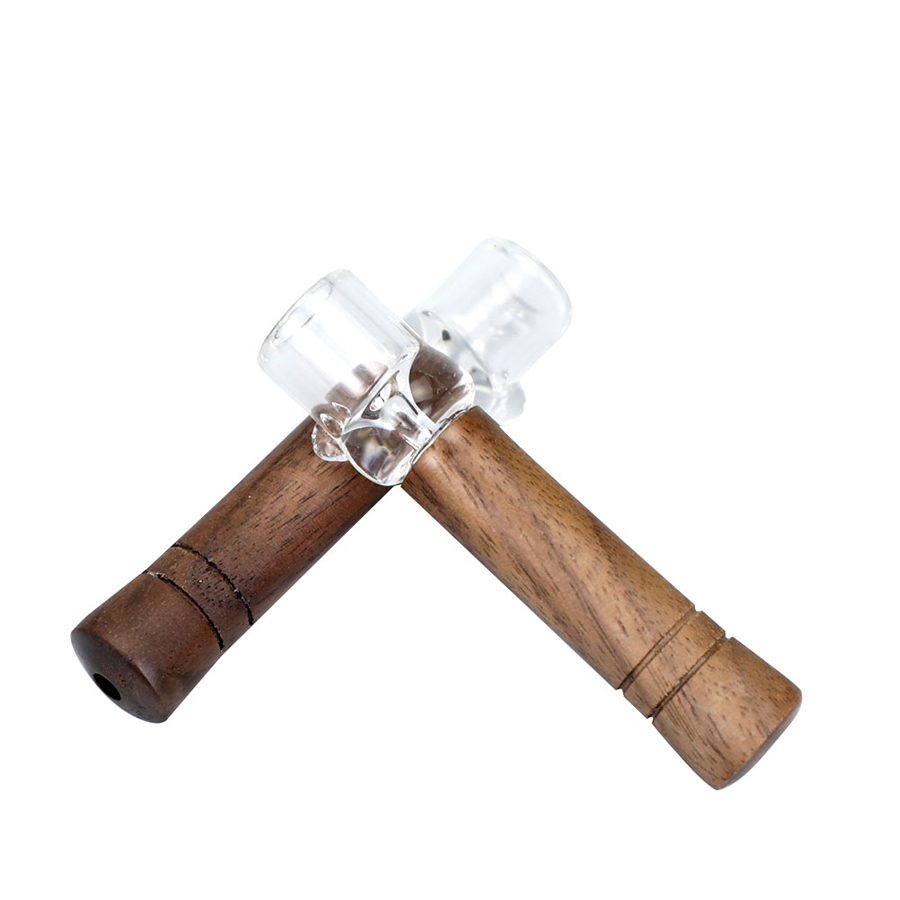 Short wooden glass pipe