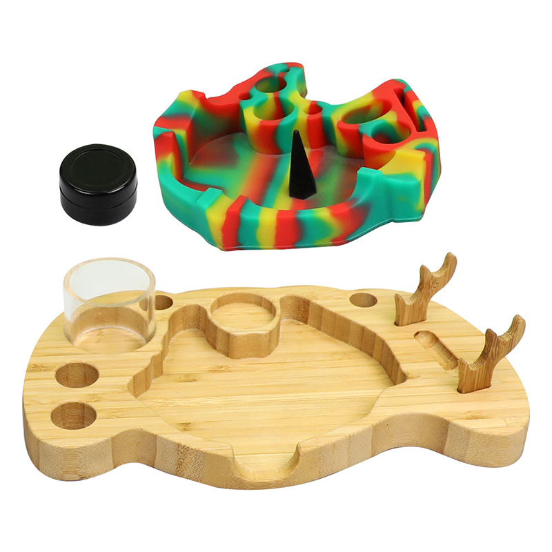U-shaped ashtray wooden tray