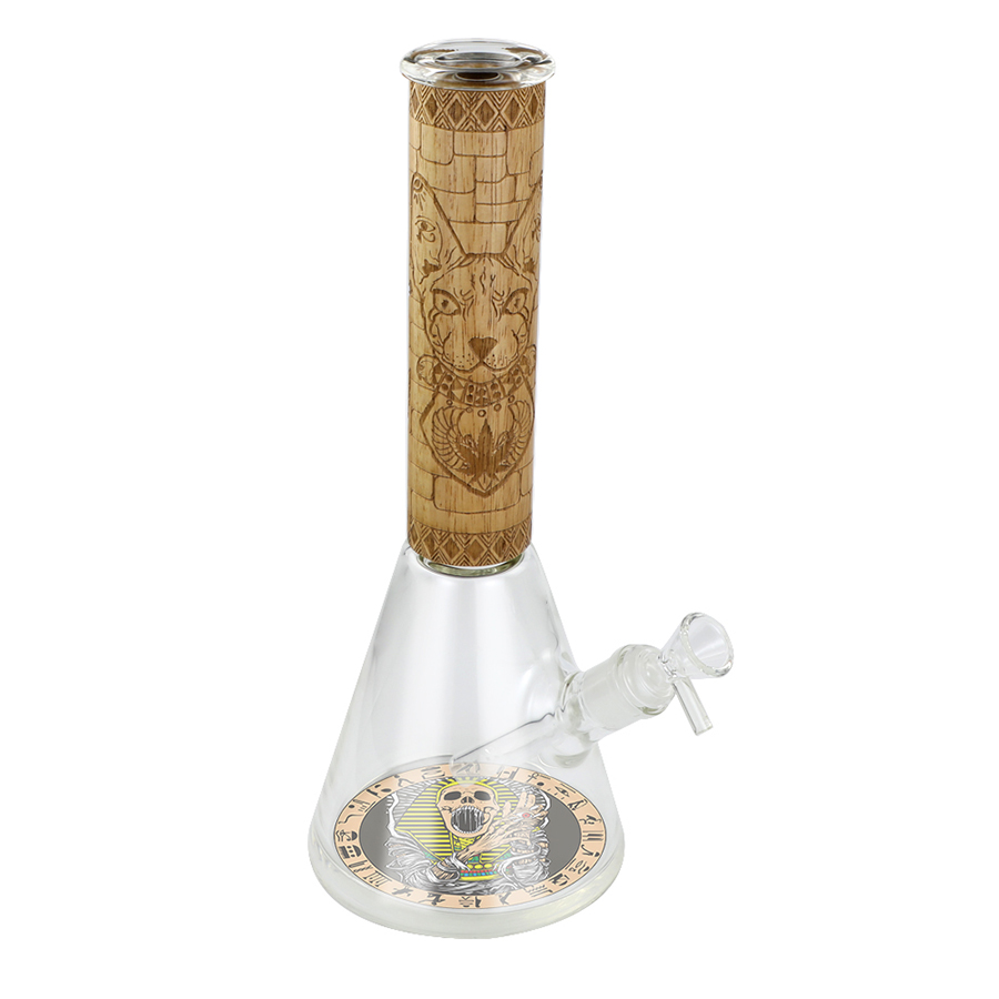 Wooden and thickened glass beaker water pipe
