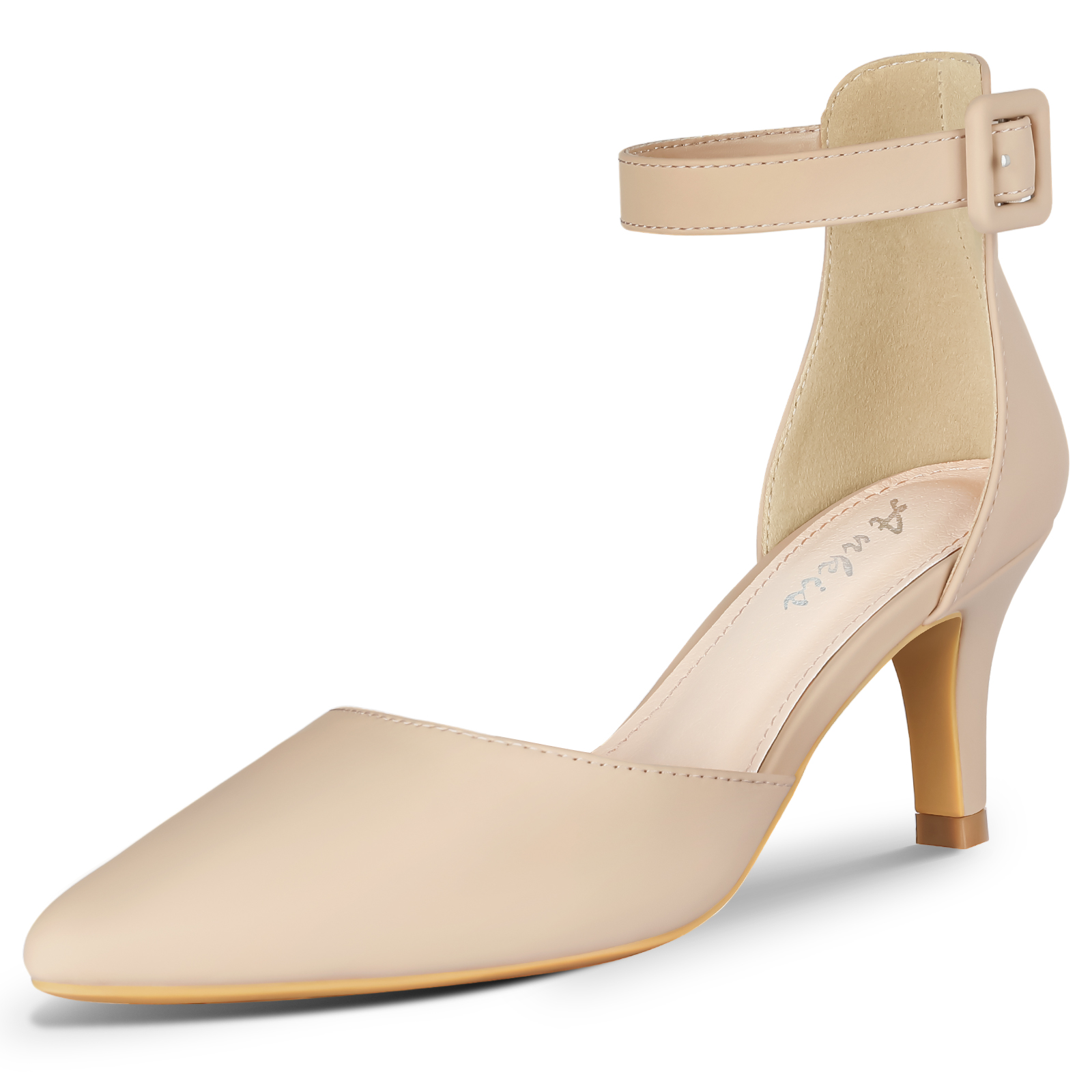 Ankis Women's Pumps Low Heel 2.6 Inches-Nude