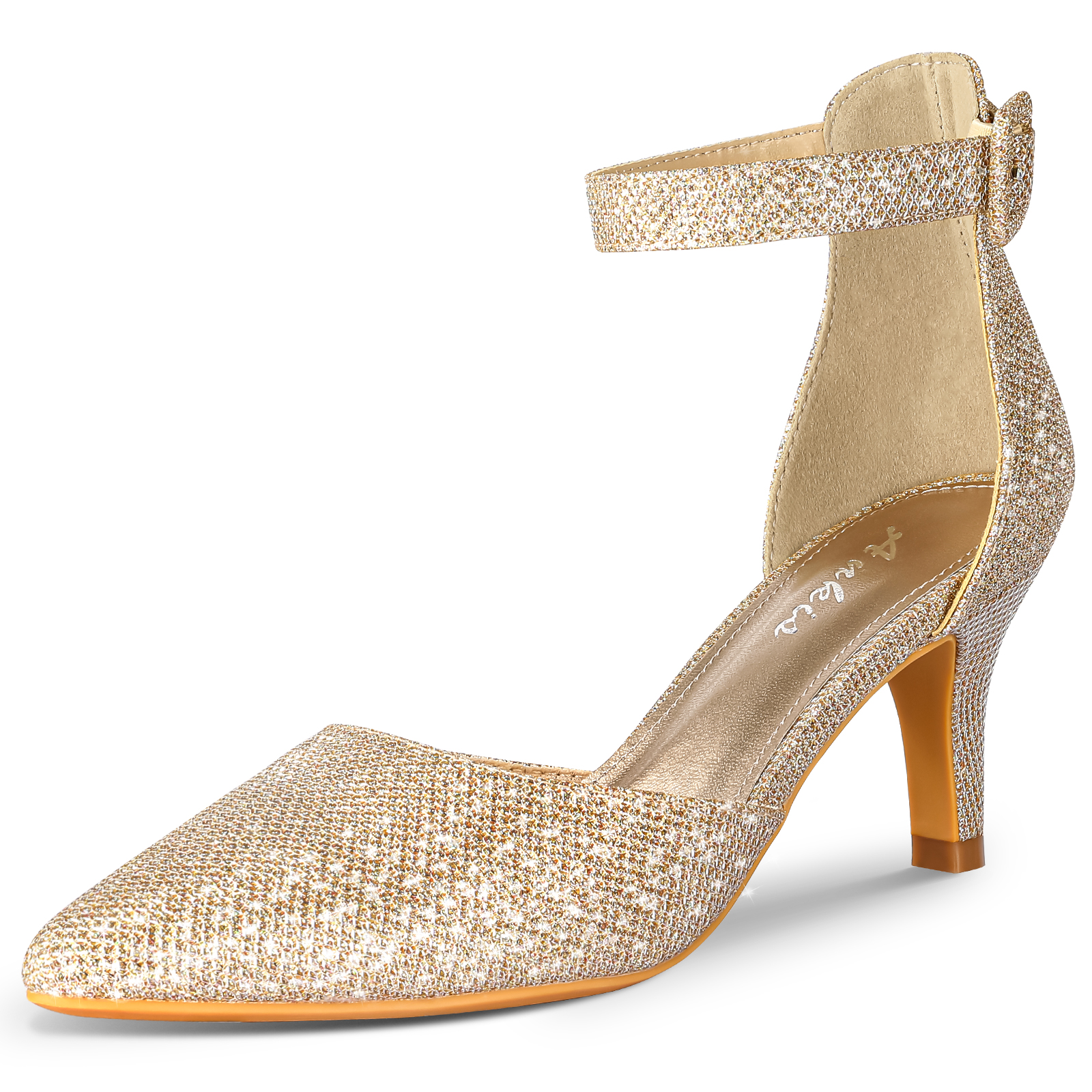 Ankis Women's Pumps Low Heel 2.6 Inches-Gold