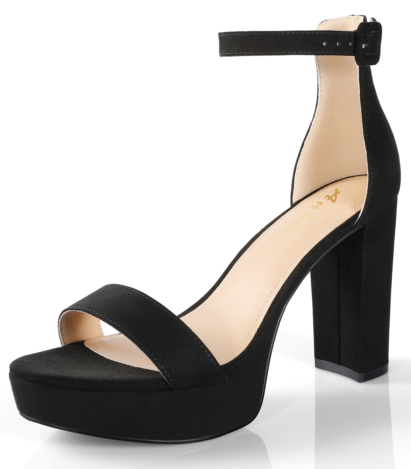 4 Inches Chunky Platform Heels Sandals-Black